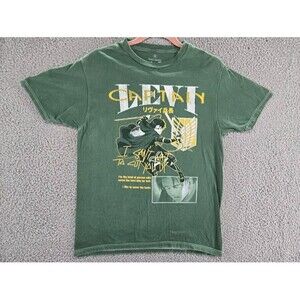 Attack On Titan Shirt Mens Small Anime Graphic Tee Green Captain Levi Ackerman